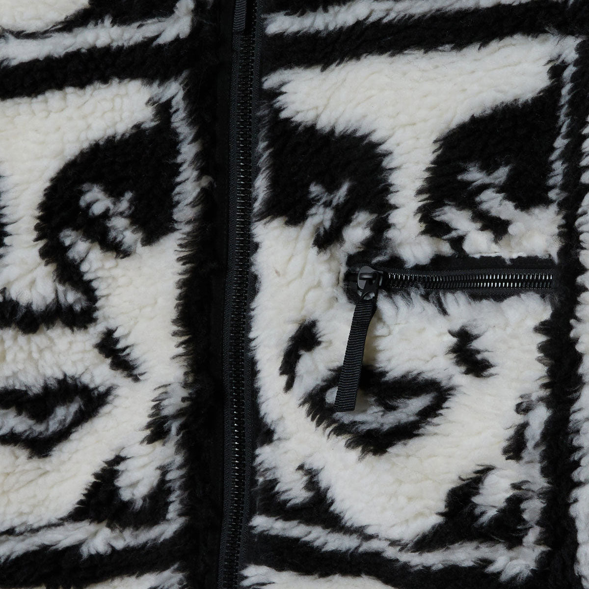 Obey Repeated Icon Sherpa Jacket - Black Multi image 3