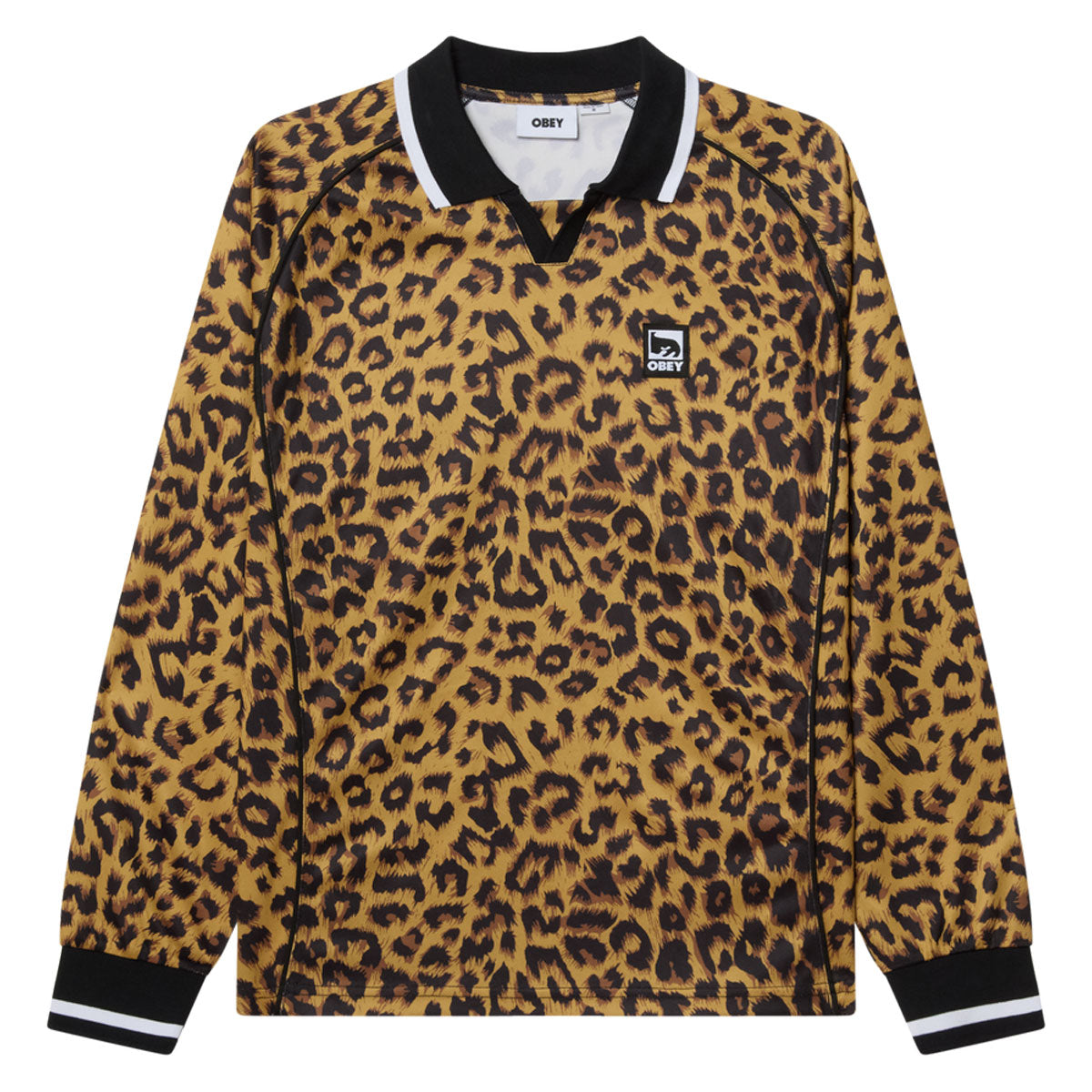 Obey Polo Collar Sports Long Sleeve Shirt - Leopard Multi image 1