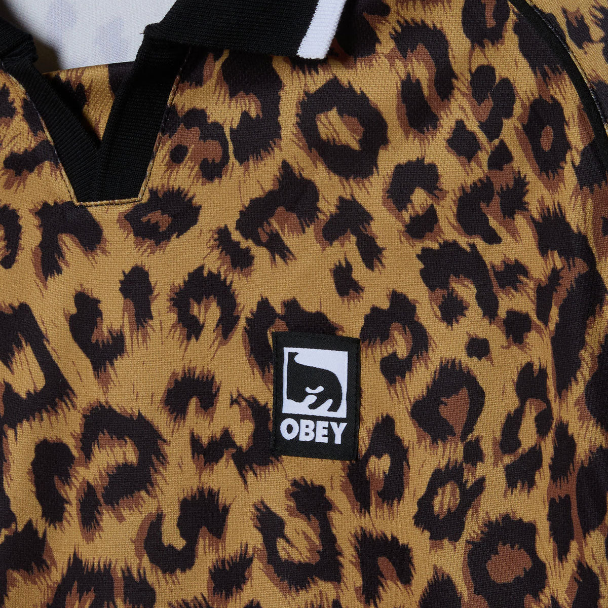Obey Polo Collar Sports Long Sleeve Shirt - Leopard Multi image 3