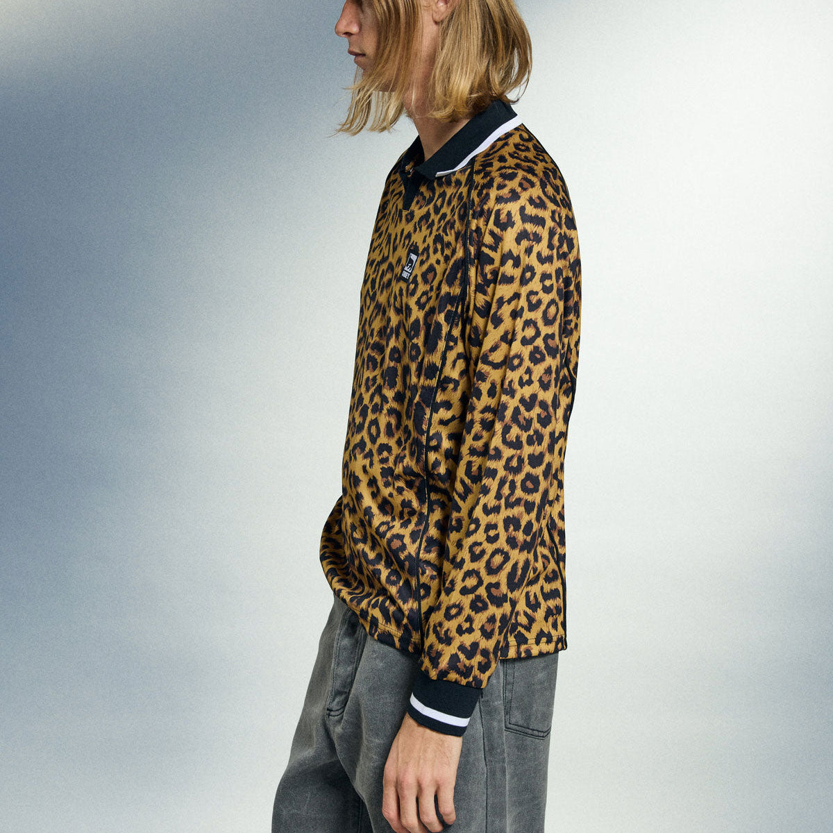 Obey Polo Collar Sports Long Sleeve Shirt - Leopard Multi image 5