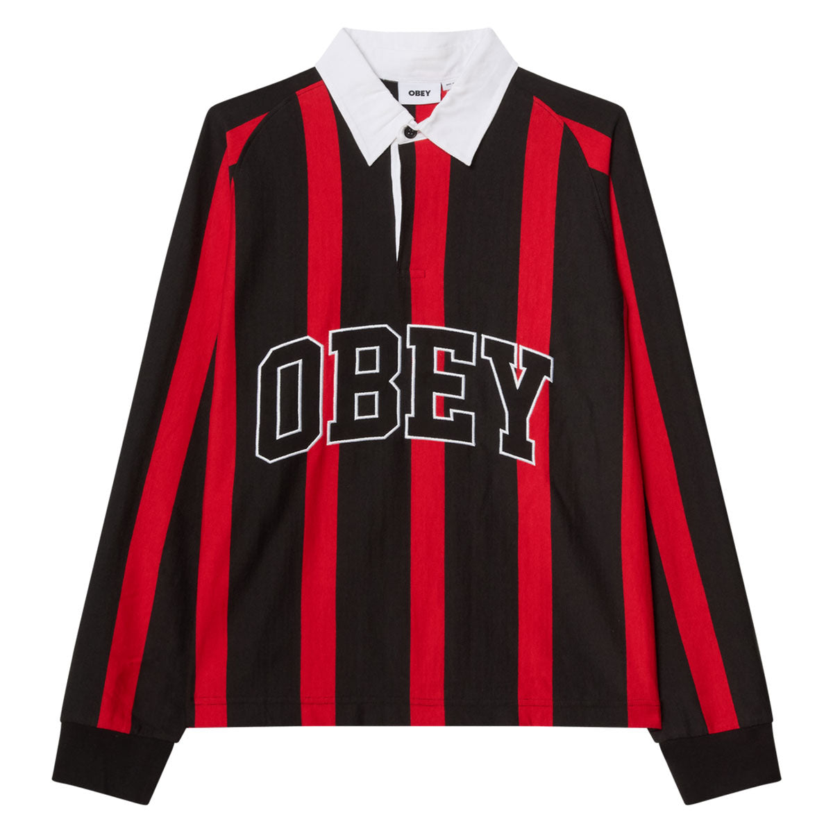 Obey Landon Stripe Long Sleeve Polo Shirt - Black Multi image 1