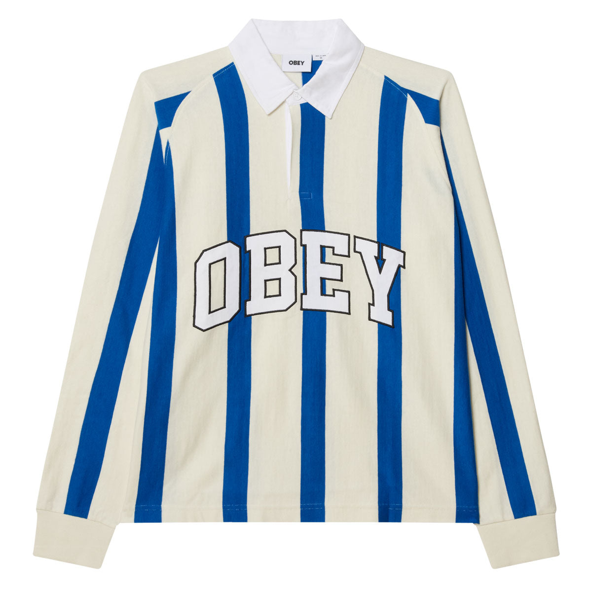 Obey Landon Stripe Long Sleeve Polo Shirt - White Multi image 1
