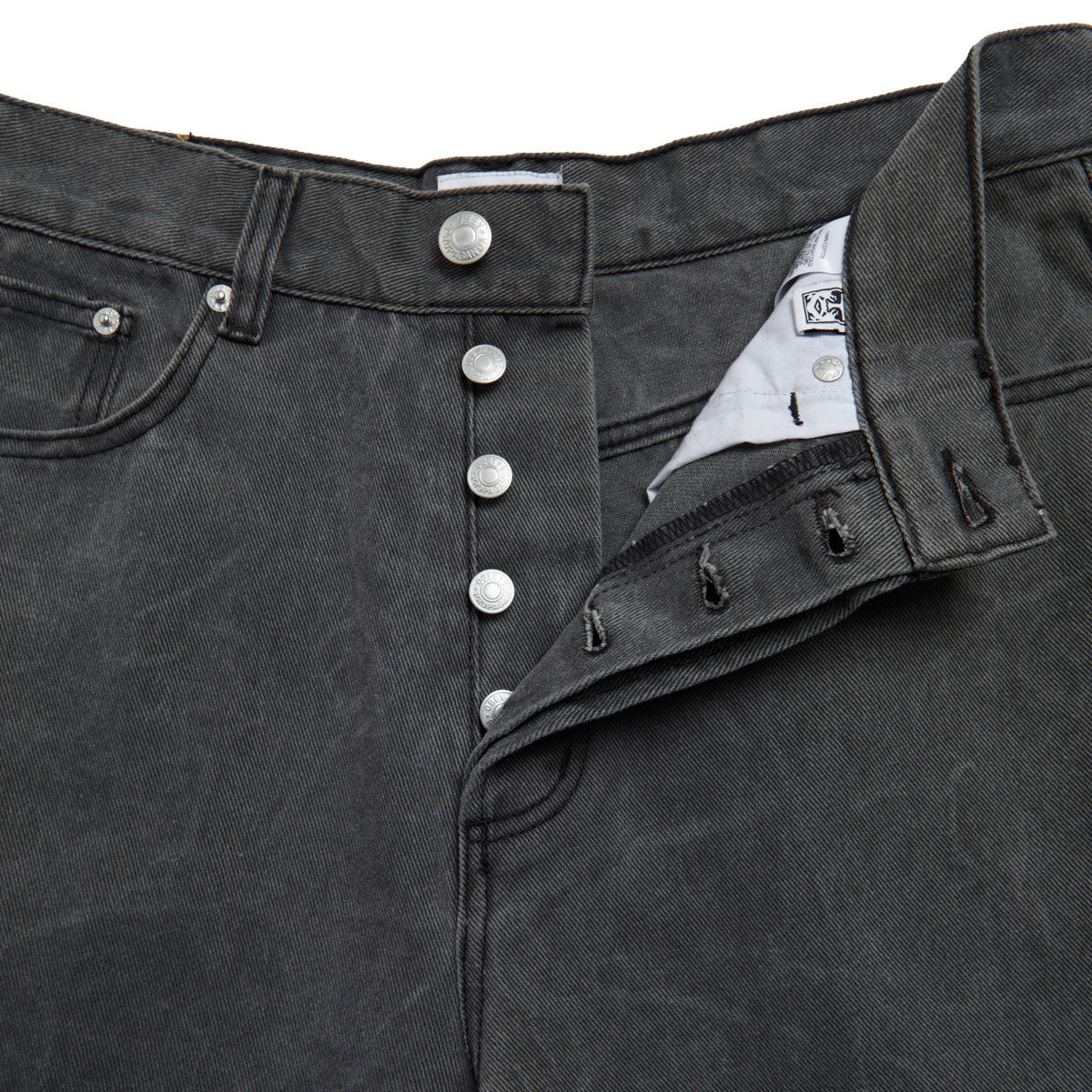 Obey Classic Wrinkle Baggy Denim Jeans - Black Wrinkle Wash image 3