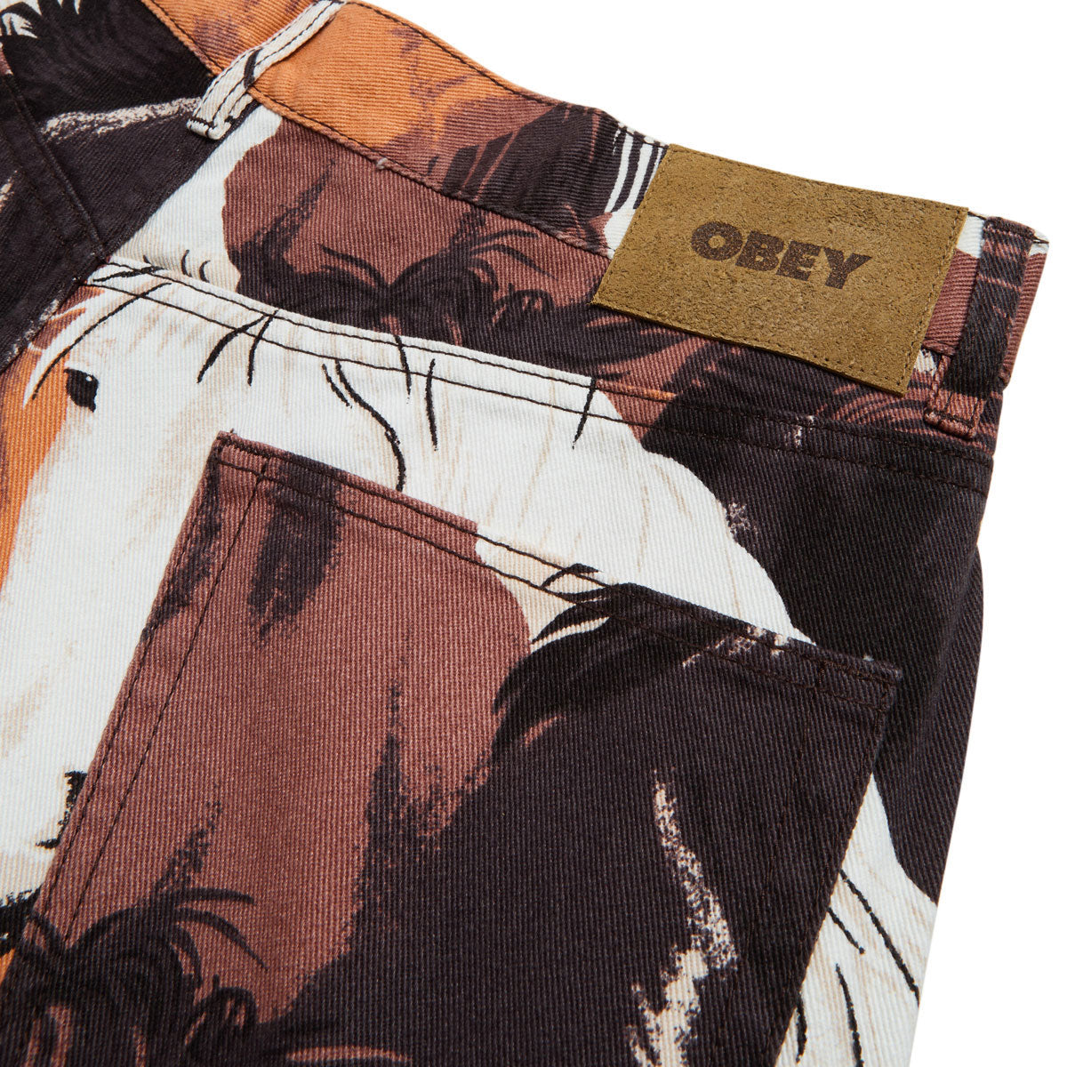 Obey Classic Baggy Printed Denim Jeans - Brown Multi image 4