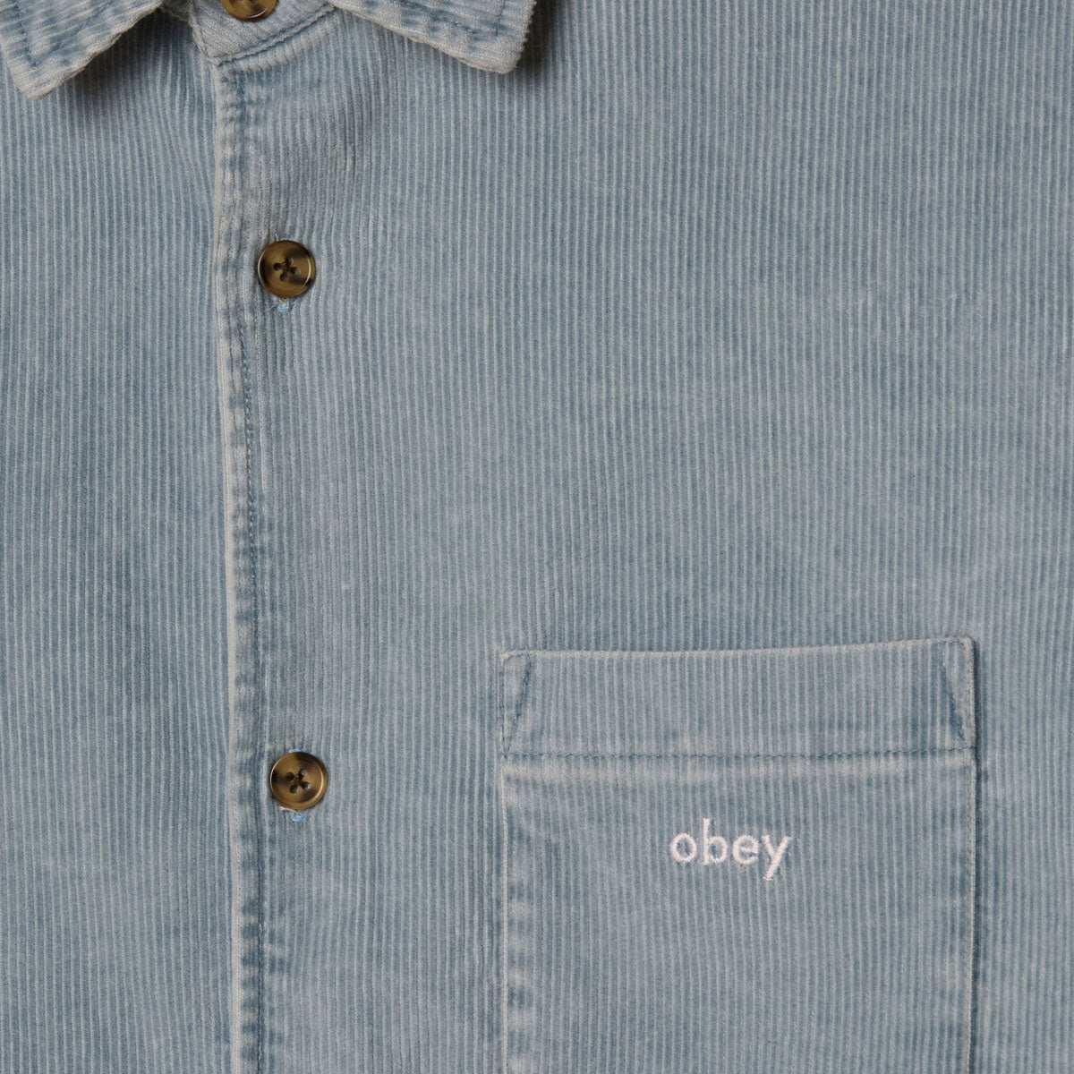 Obey Buckley Corduroy Long Sleeve Shirt - Blue Fog Faded Wash image 3