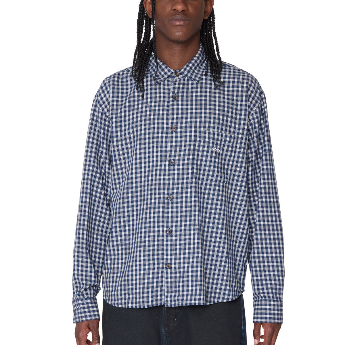 Obey Bigwig Andy Long Sleeve Shirt - Academy Navy Multi image 4