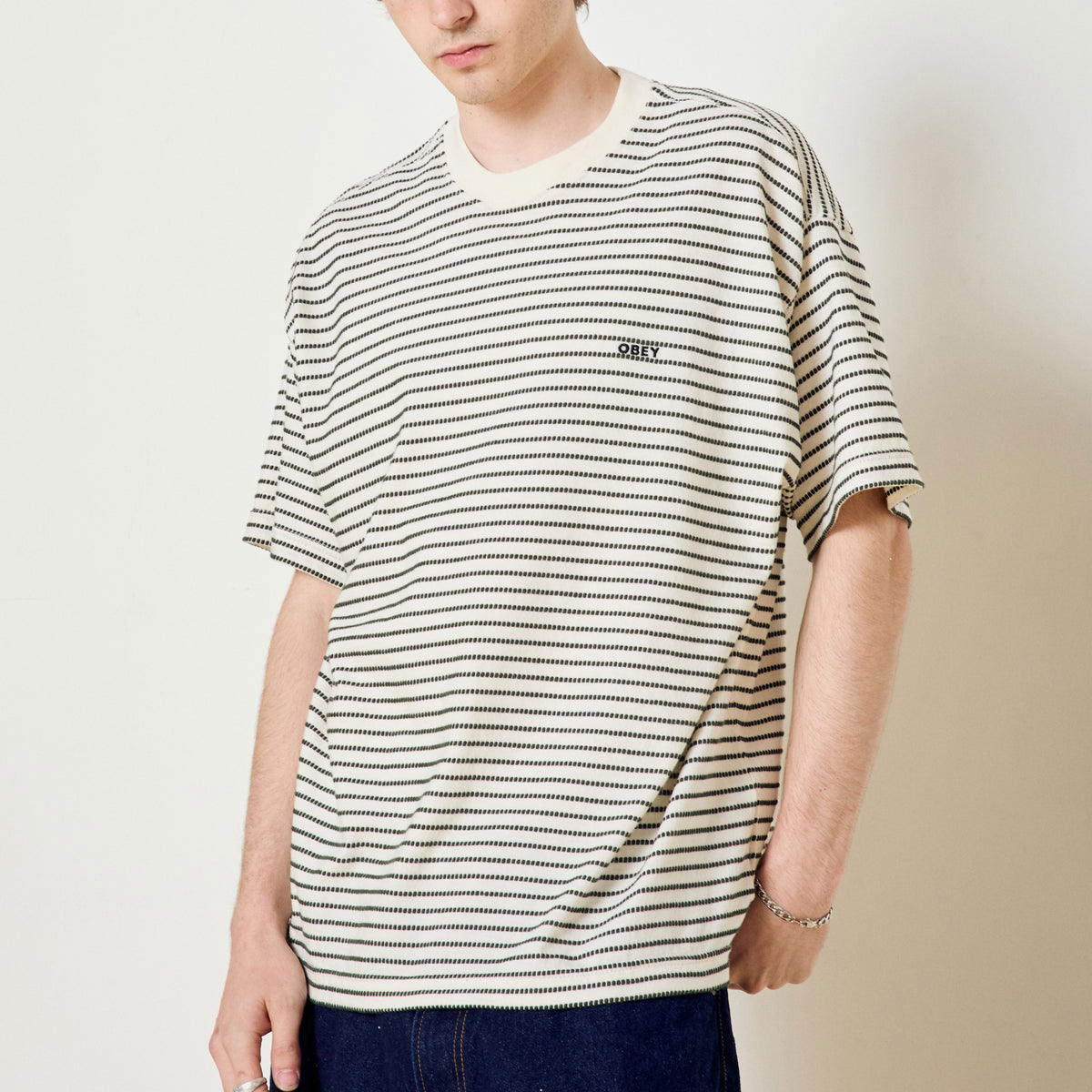 Obey Edwin Tee T-Shirt - Cream Mutli image 4