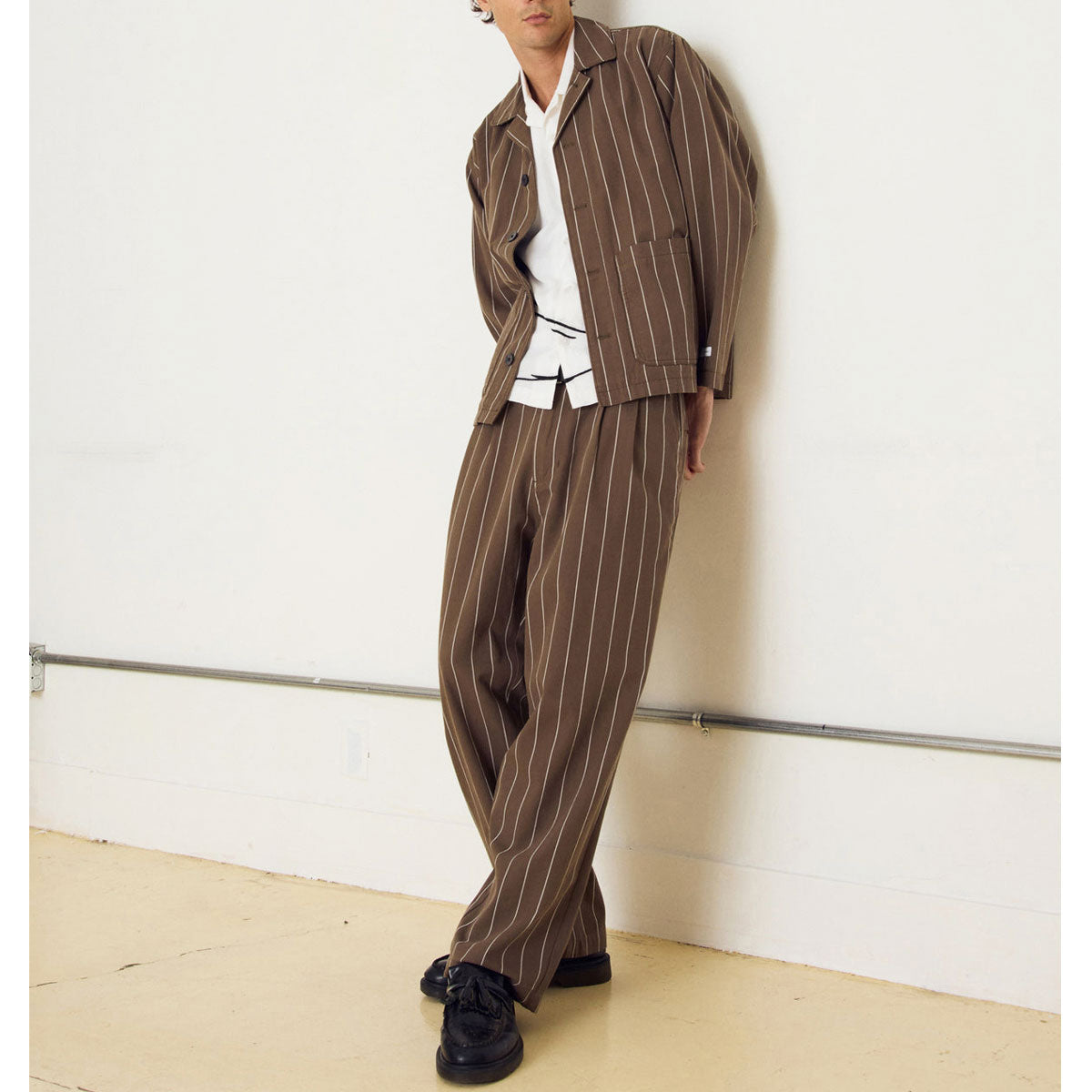 Obey Foster Pleated Stripe Pants - Canteen Multi image 3