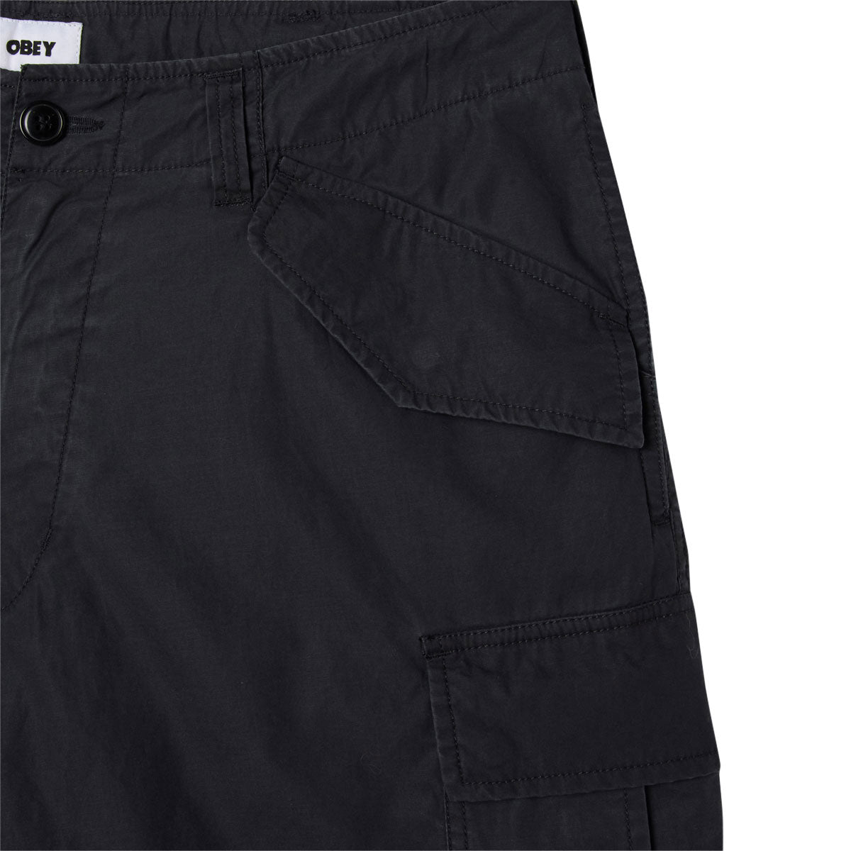 Obey Baggy Cargo Pants - Black Faded Wash image 3
