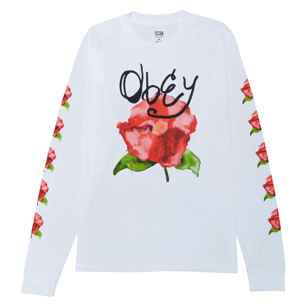 Obey Watercolor Poppy Long Sleeve T-Shirt - White image 1
