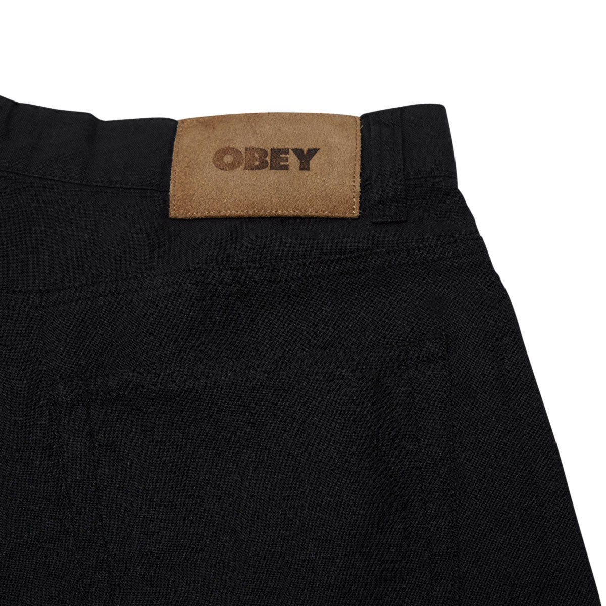 Obey Baggy Linen Devin Shorts - Black image 4