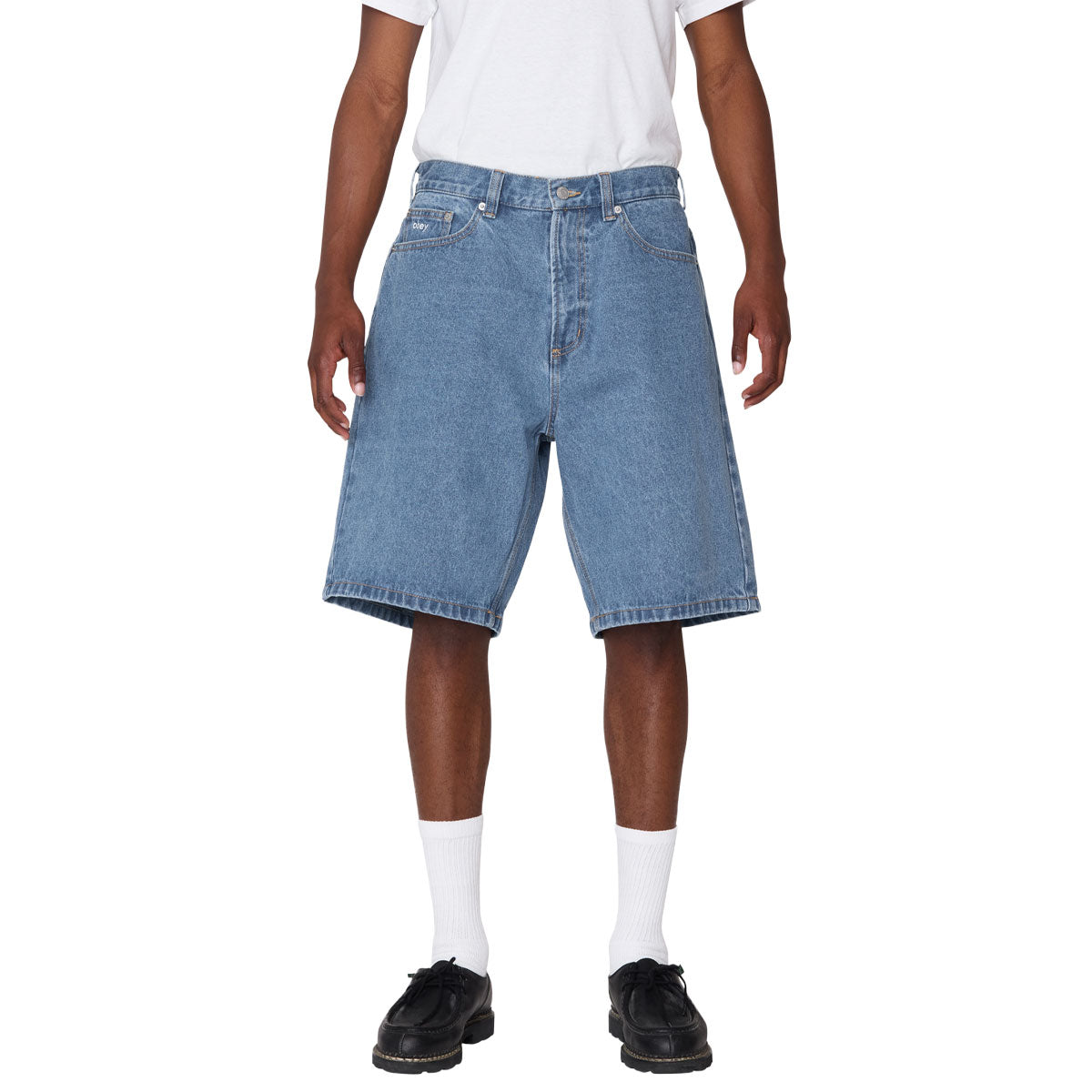 Obey Bigwig Baggy Denim Shorts - Light Indigo II image 3