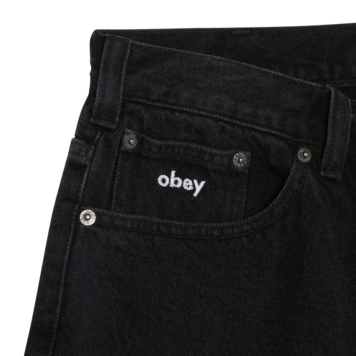 Obey Bigwig Baggy Denim Shorts - Washed Black image 3