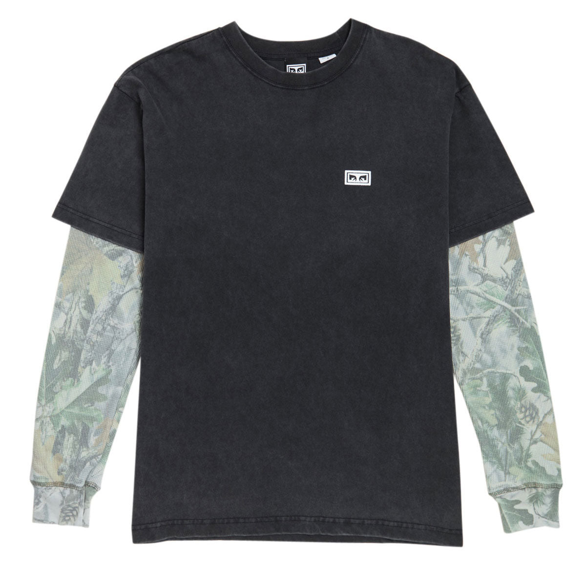 Obey Eyes 3 2fer Thermal Long Sleeve T-Shirt - Dusty Limo Black/Vintage Wood Camo image 1
