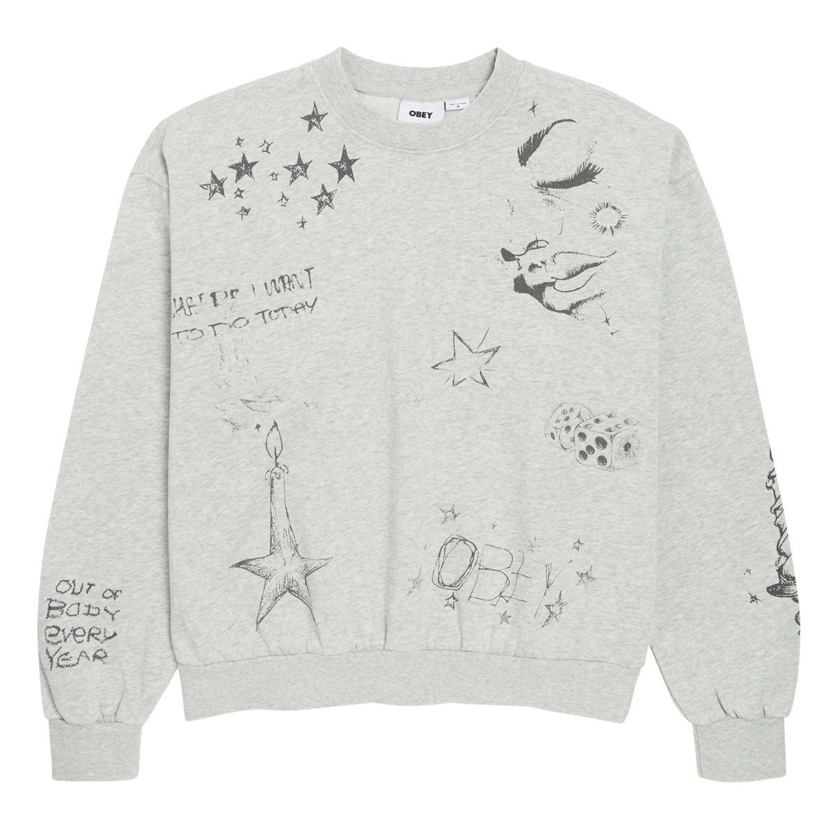 Obey Dreams Crew Sweatshirt - Dusty Ash Grey image 1