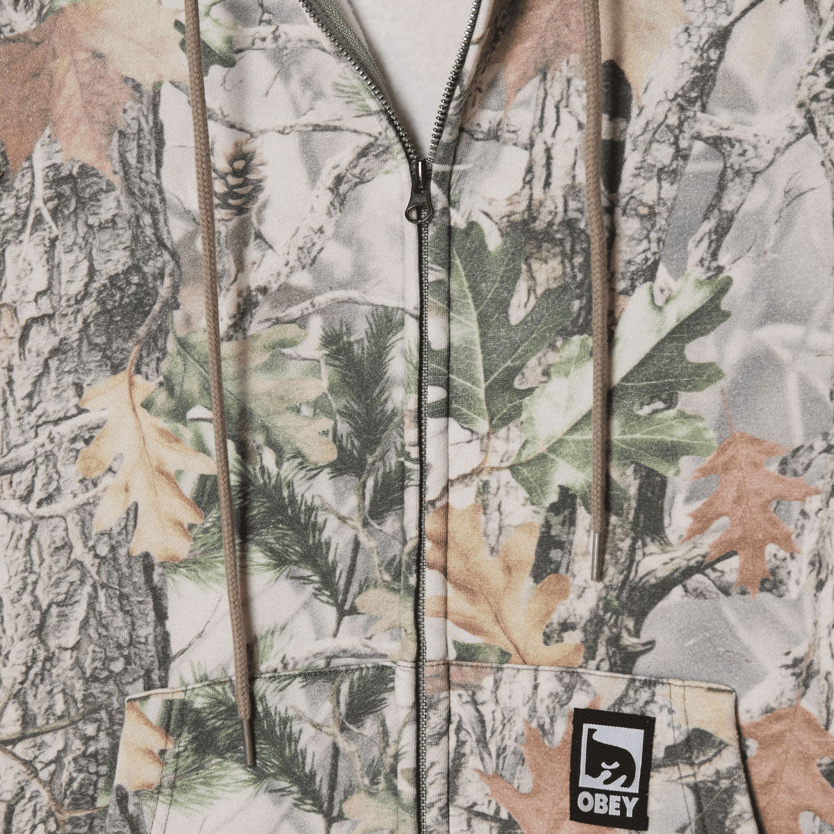 Obey Post Zip Hoodie - Dusty Vintage Wood Camo image 3