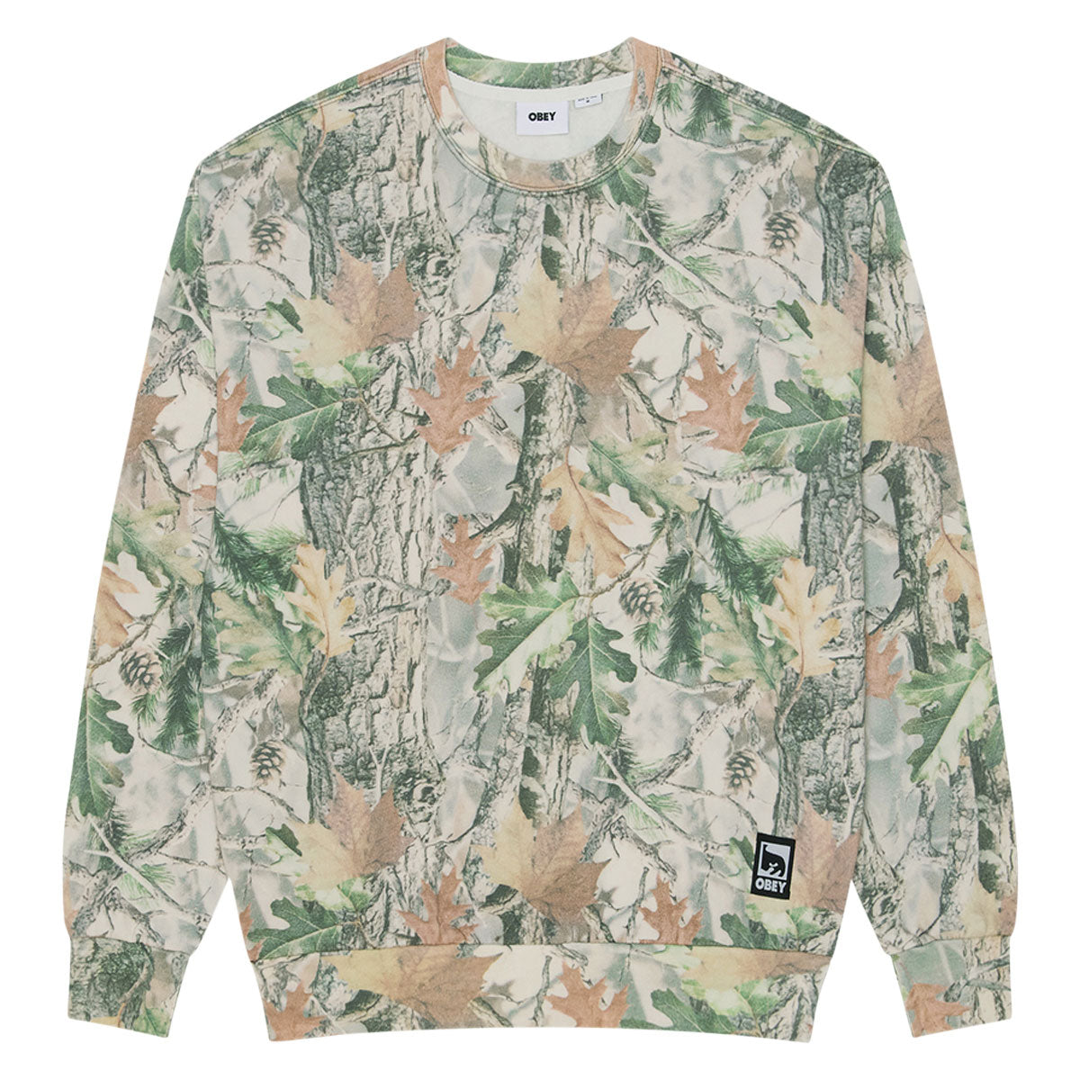 Obey Post Crew Sweatshirt - Dusty Vintage Wood Camo image 1