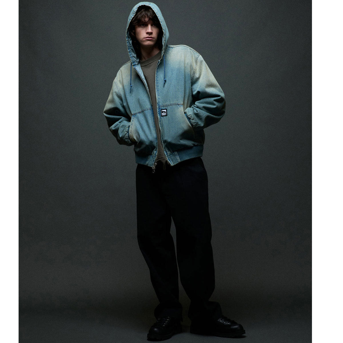 Obey Glen Zip Up Jacket - Indigo Archive Wash image 5