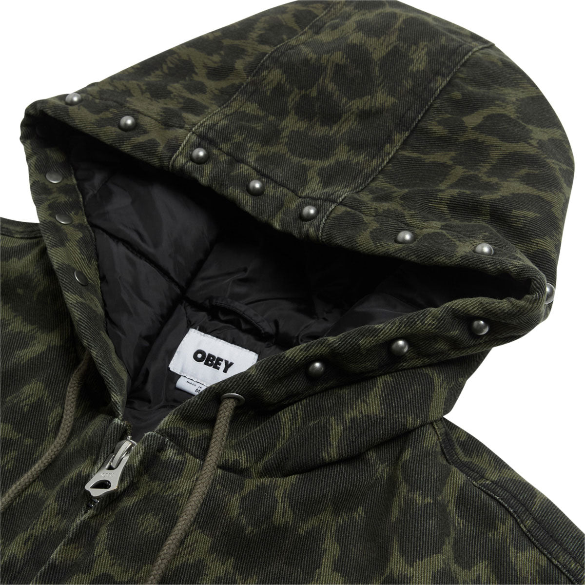 Obey Studded Zip Up Jacket - Dark Leopard image 3