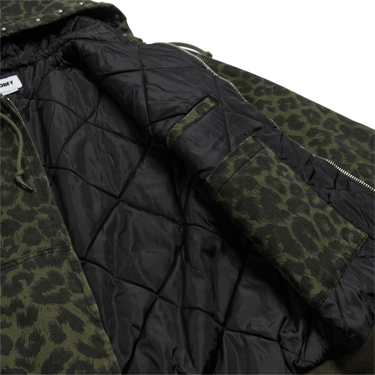 Obey Studded Zip Up Jacket - Dark Leopard image 4