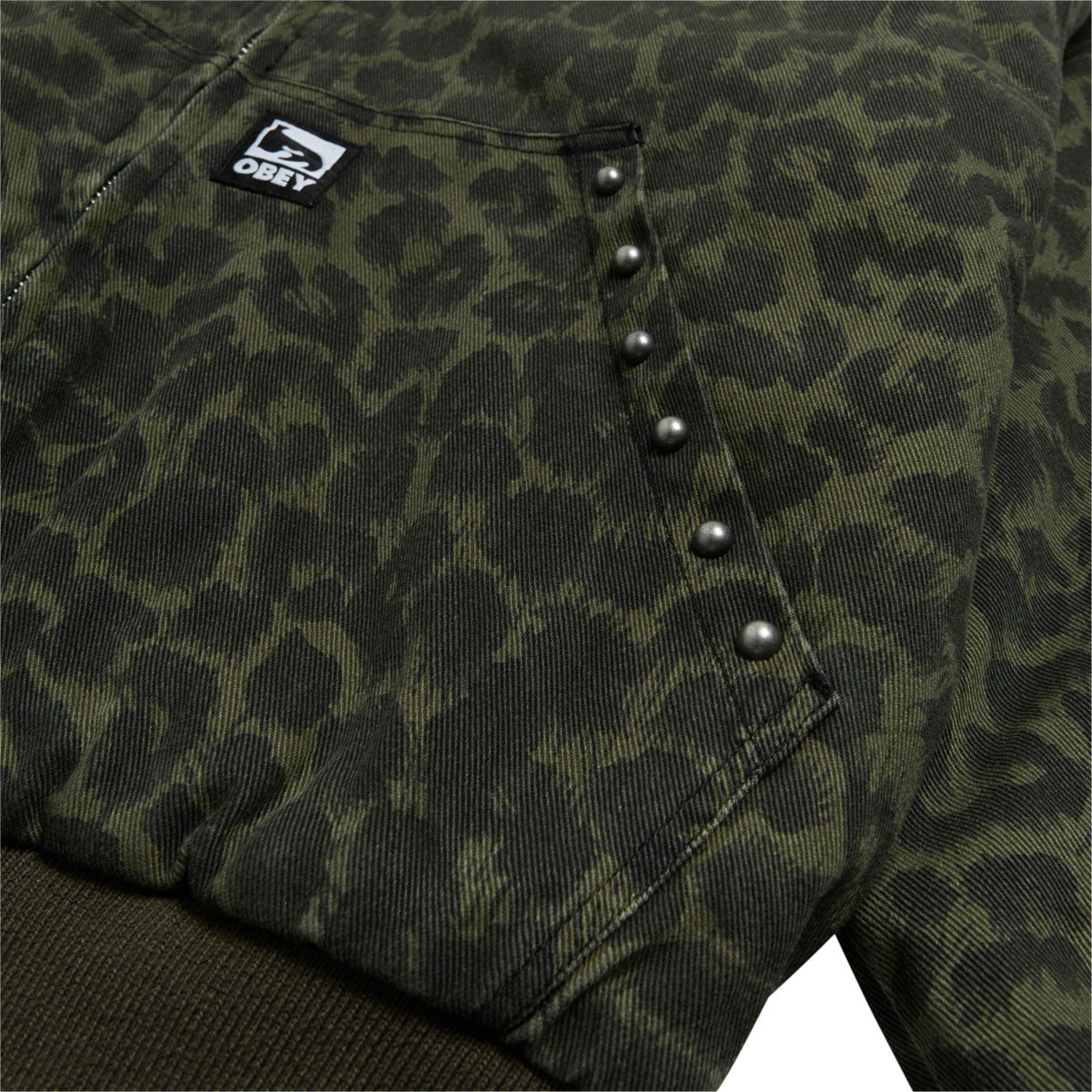 Obey Studded Zip Up Jacket - Dark Leopard image 5