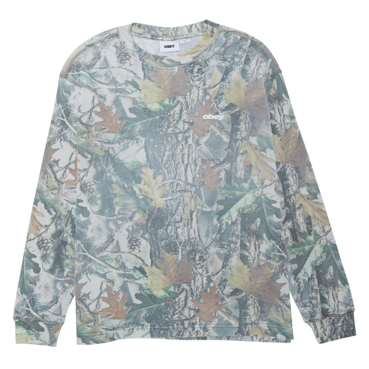 Obey League Thermal Shirt - Dusty Vintage Wood Camo image 1