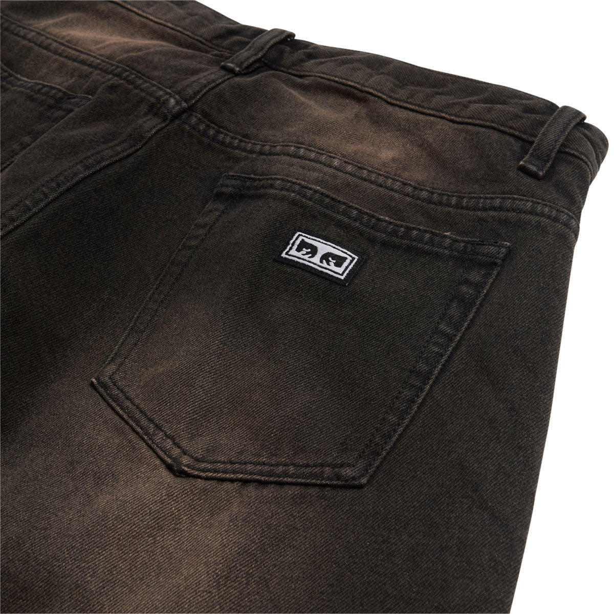 Obey Studded Boxcar Straight Leg Denim Jeans - Black Rust Wash image 4