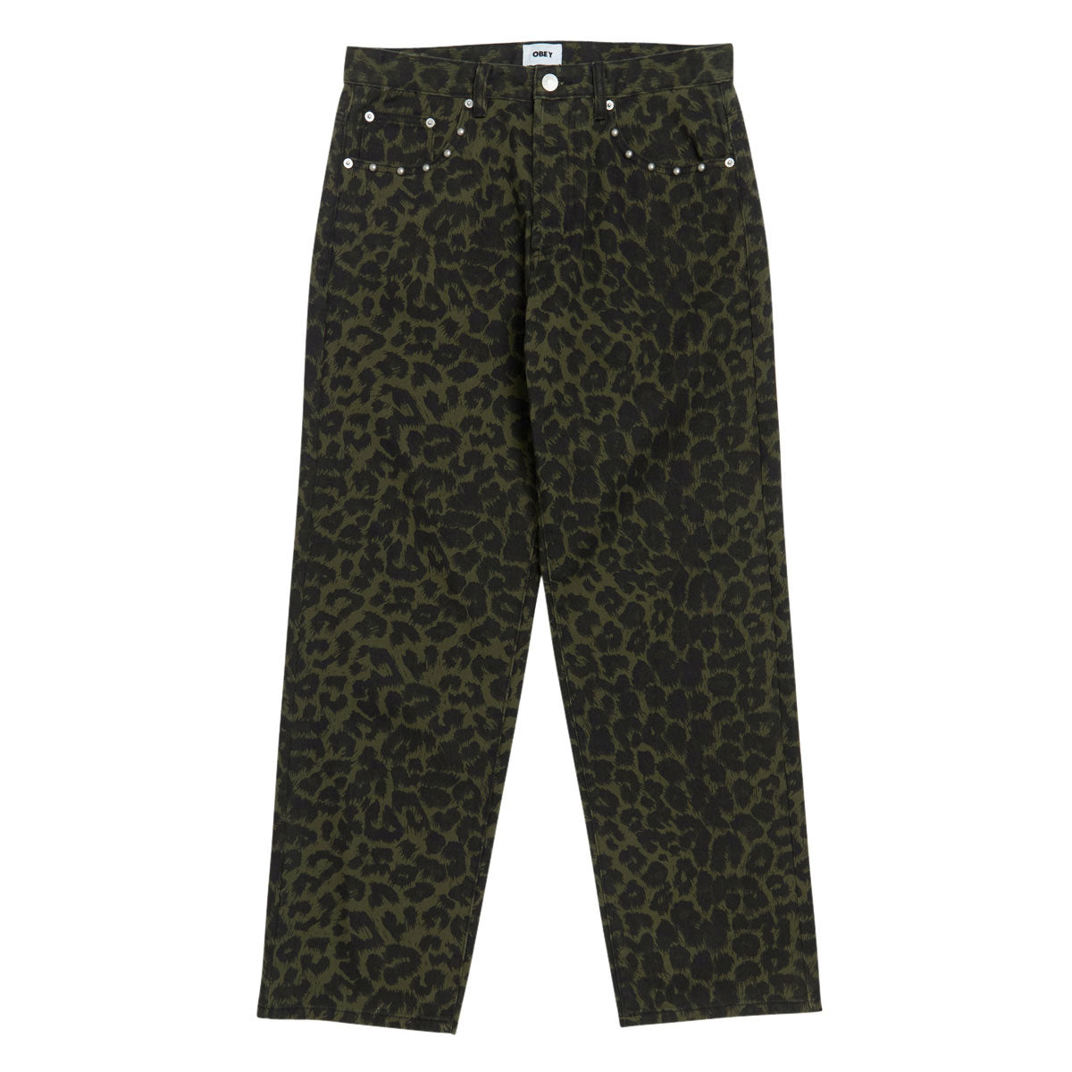 Obey Studded Boxcar Straight Leg Denim Jeans - Dark Leopard image 1
