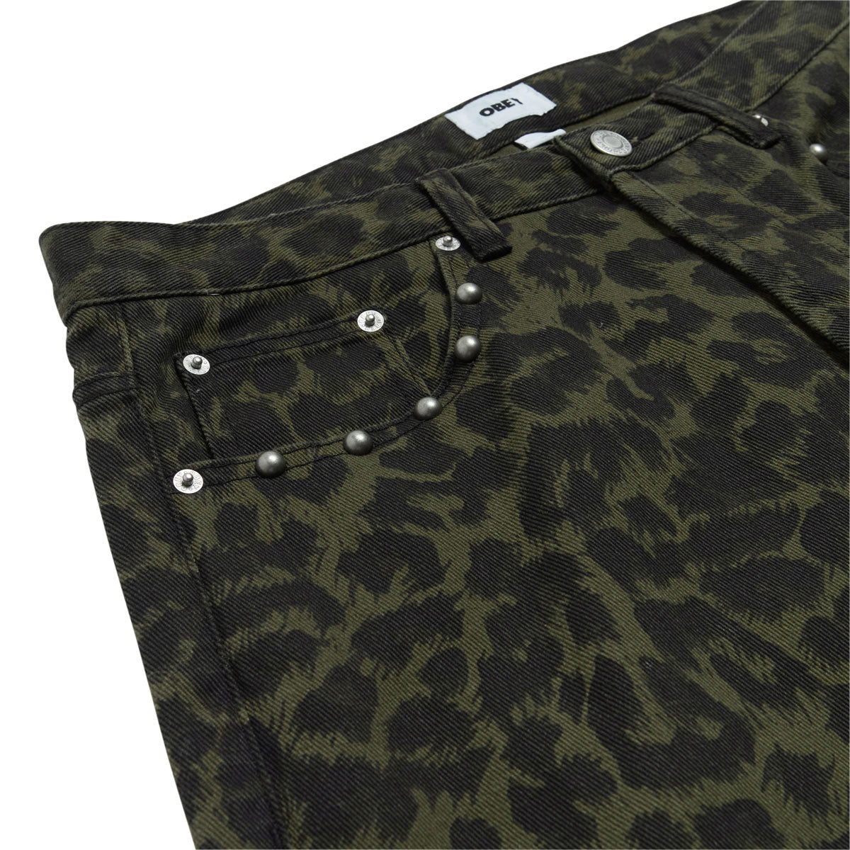 Obey Studded Boxcar Straight Leg Denim Jeans - Dark Leopard image 3