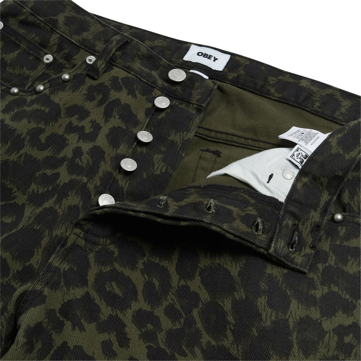 Obey Studded Boxcar Straight Leg Denim Jeans - Dark Leopard image 5
