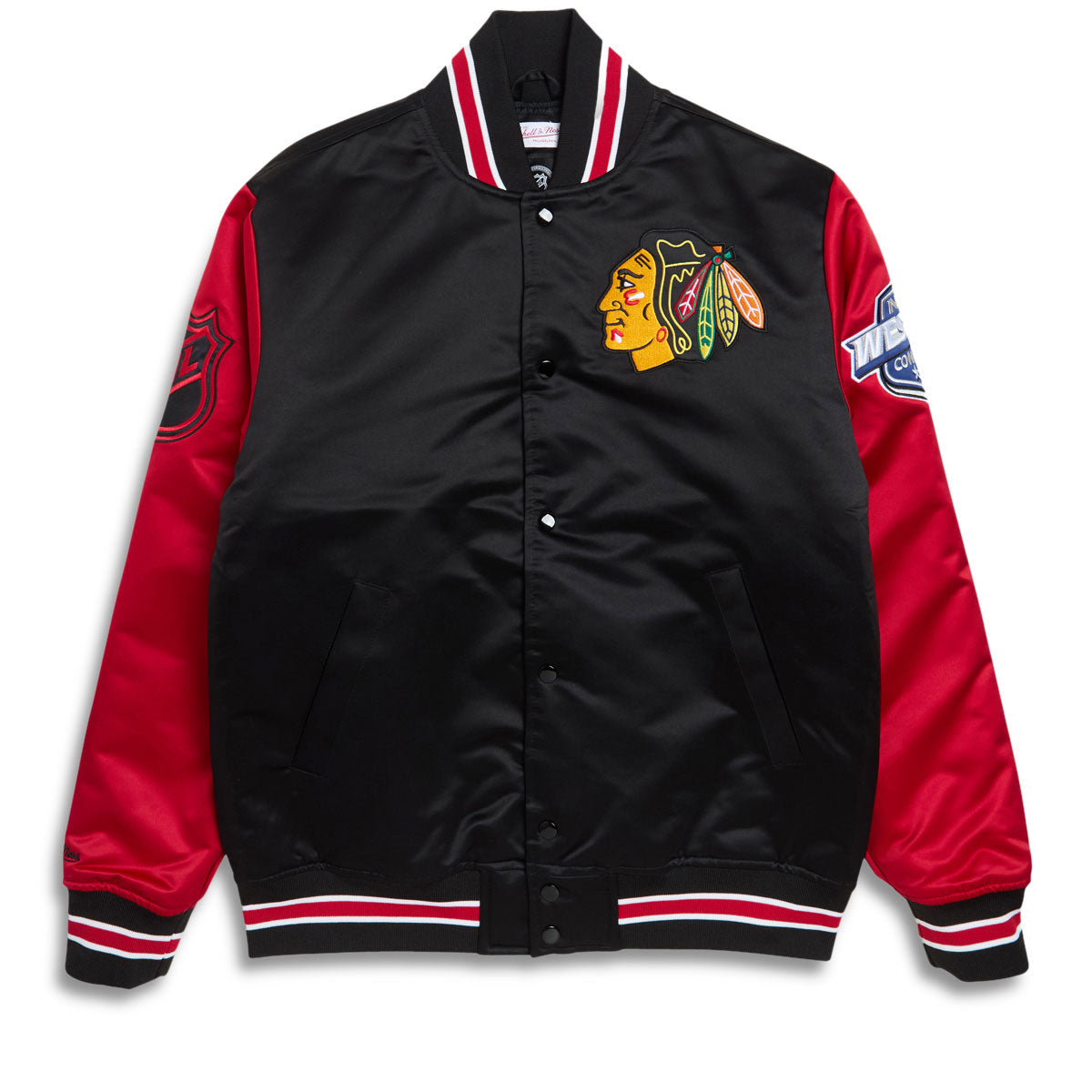 Mitchell & Ness x NHL Primetime Blackhawks Satin Jacket - Black image 1