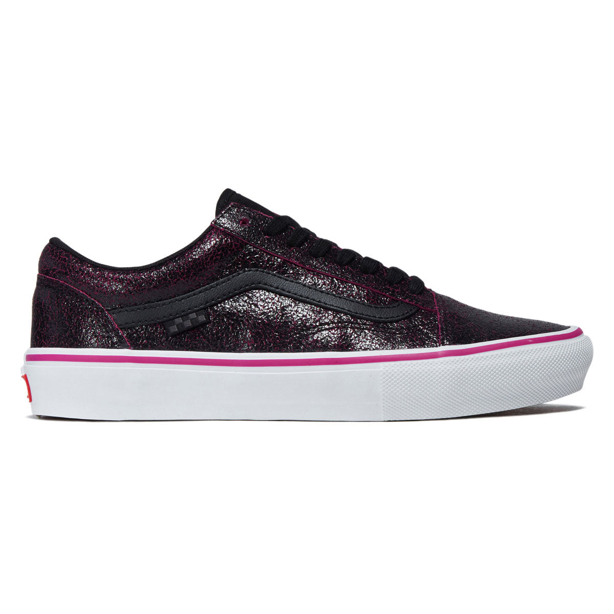 Vans Skate Old Skool Shoes - Cracked Leather Black/Purple image 1
