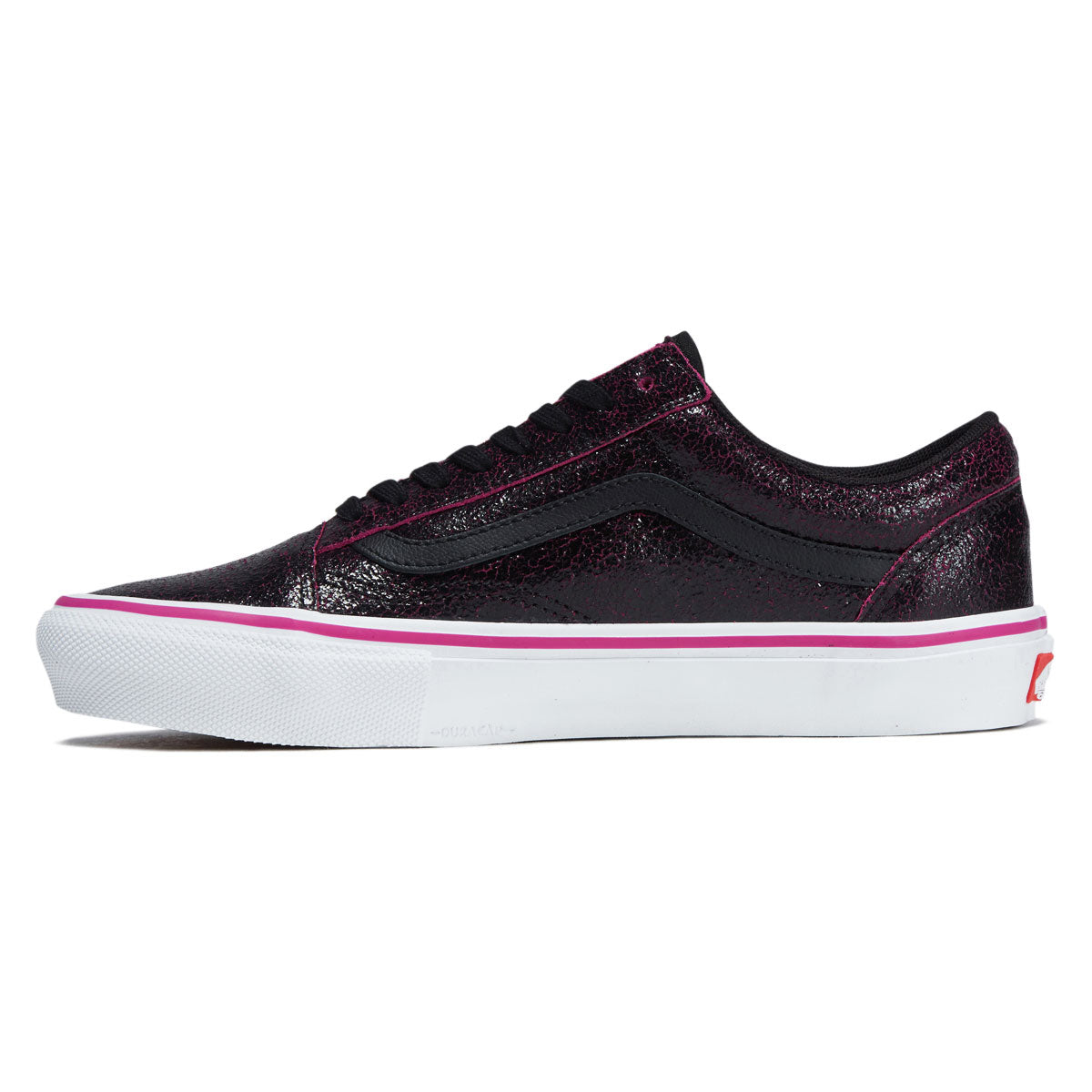 Vans Skate Old Skool Shoes - Cracked Leather Black/Purple image 2