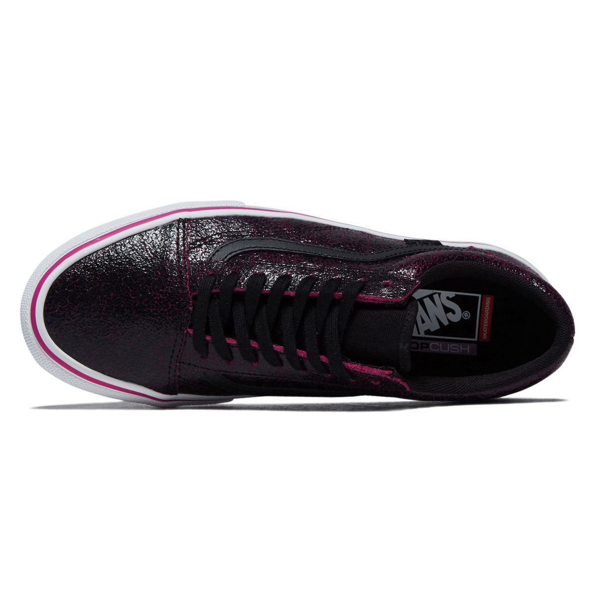 Vans Skate Old Skool Shoes - Cracked Leather Black/Purple image 3