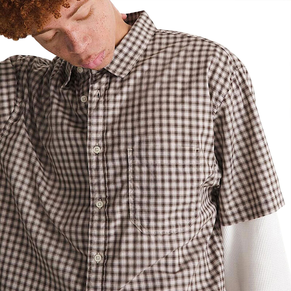 Vans Larkspur Mini Plaid Shirt - Oatmeal/Demitasse image 4
