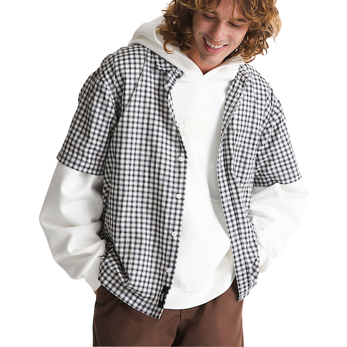 Vans Larkspur Mini Plaid Shirt - White/Black image 2