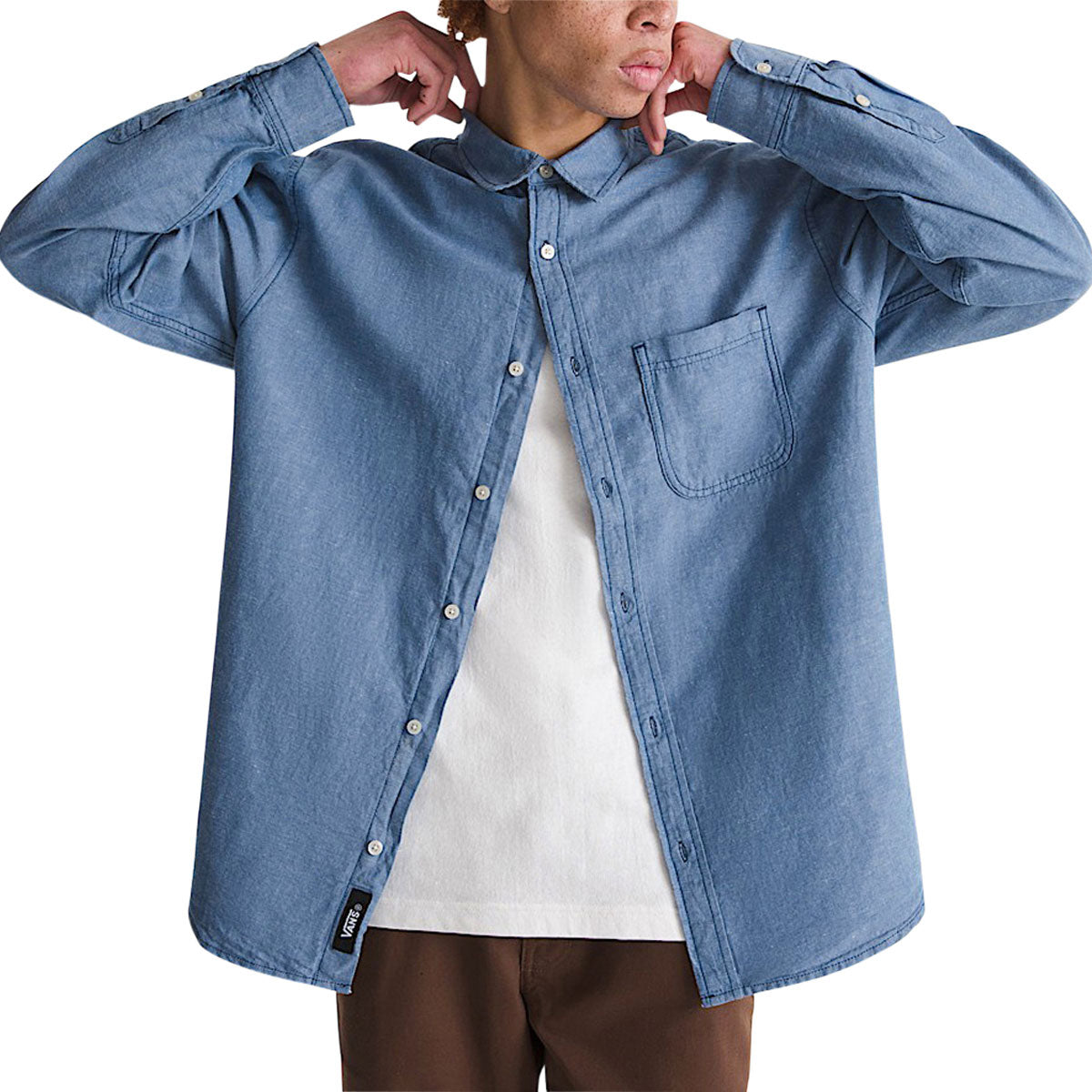 Vans Lawson Solid Oxford Long Sleeve Shirt - True Navy image 2