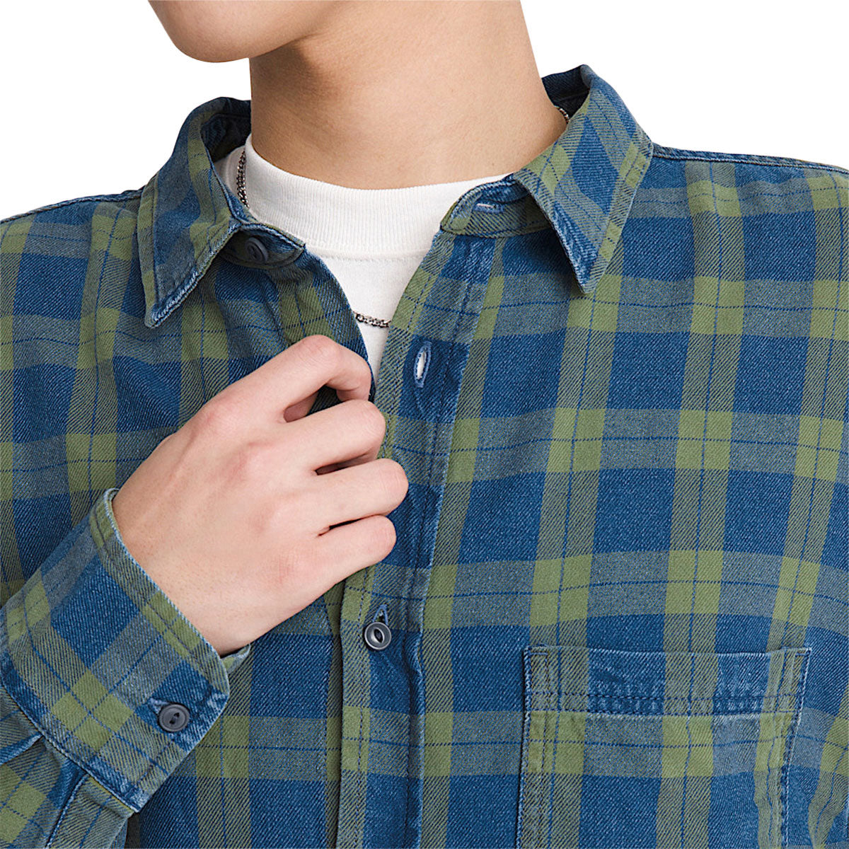 Vans Lawson Vintage Indigo Long Sleeve Shirt - Green Balsam image 3