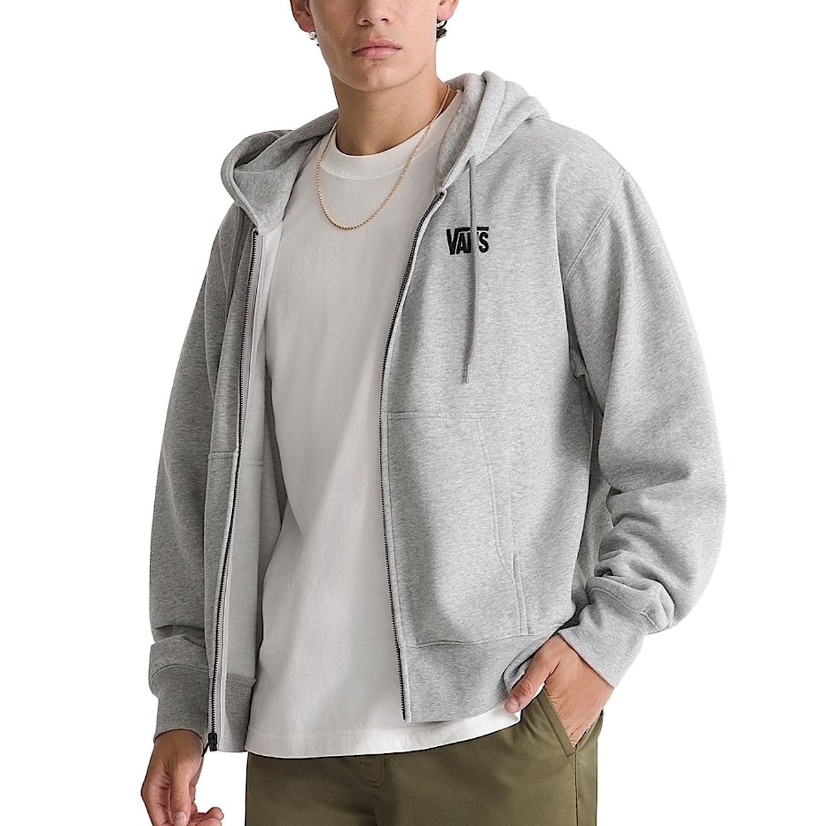 Vans Stretch Logo Full Zip Hoodie - Cement Heather image 1