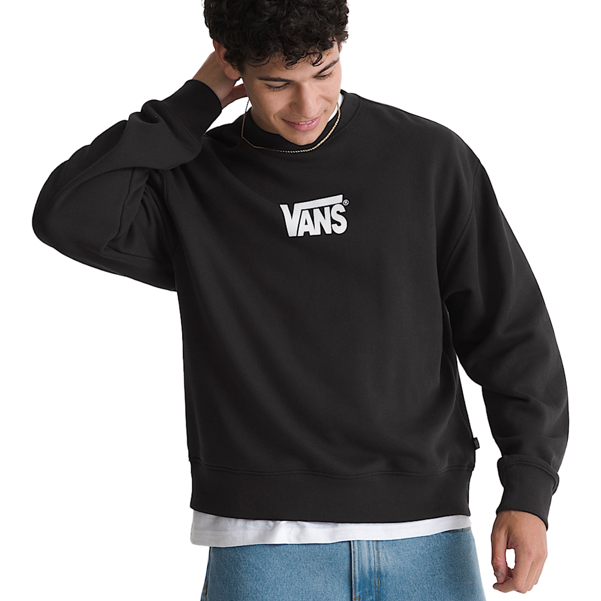 Vans Stretch Logo Crew Sweatshirt - Black/White image 1