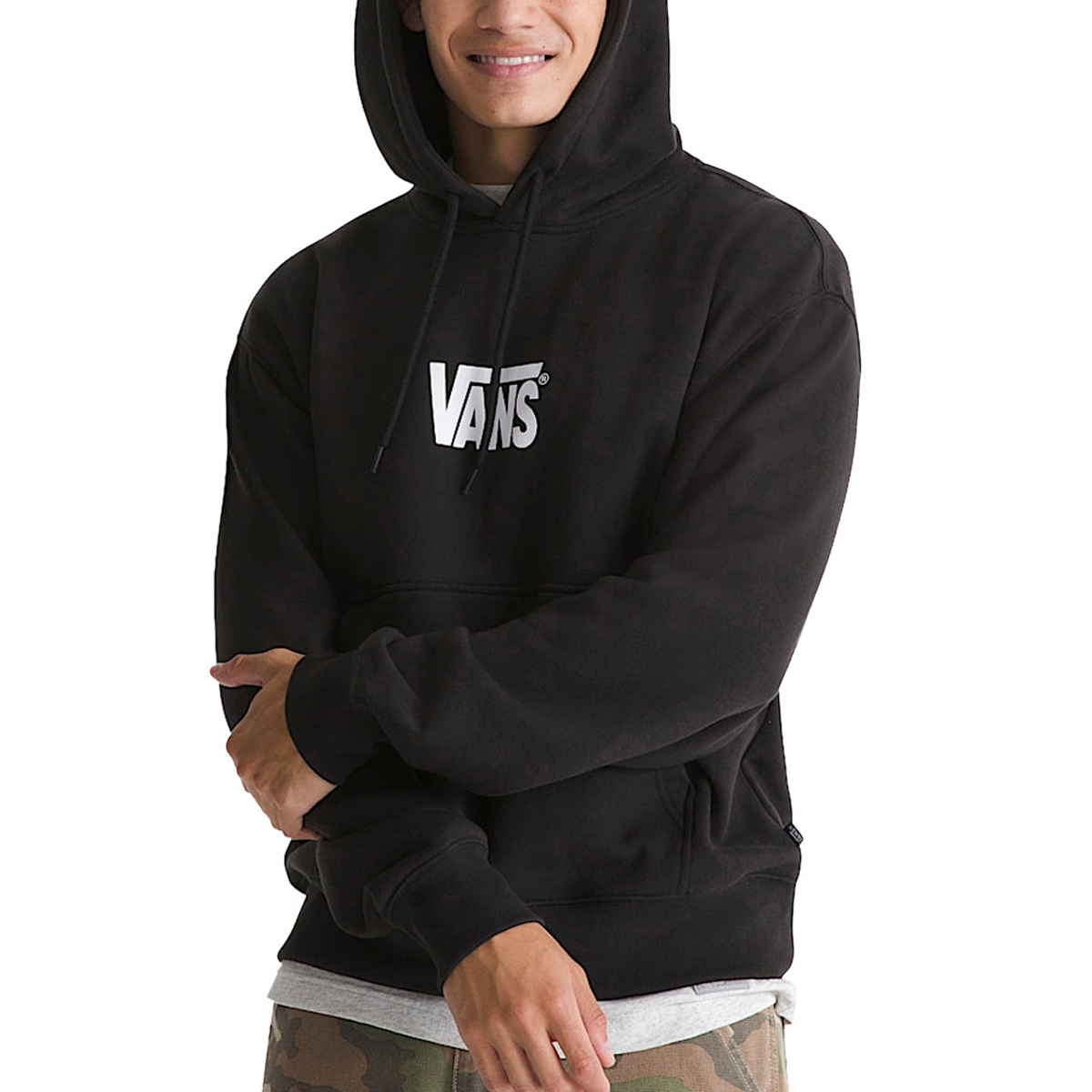 Vans Stretch Logo Hoodie - Black/White image 1