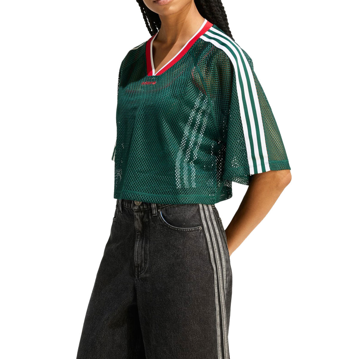 Adidas Womens Mesh Cropped T-Shirt - Collegiate Green image 1