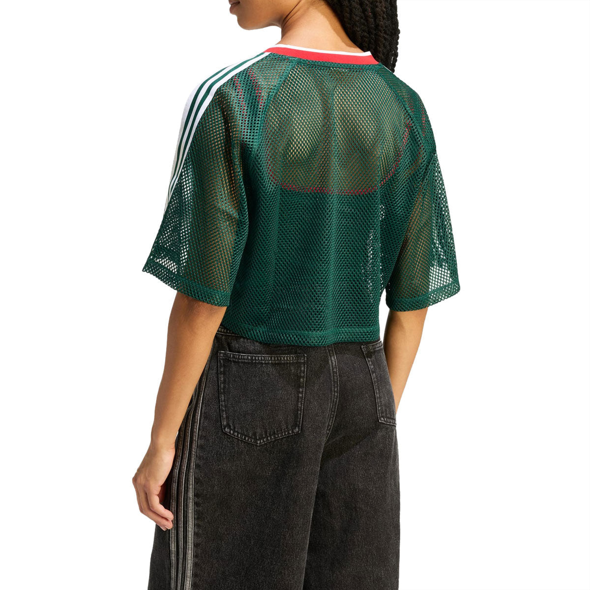 Adidas Womens Mesh Cropped T-Shirt - Collegiate Green image 2
