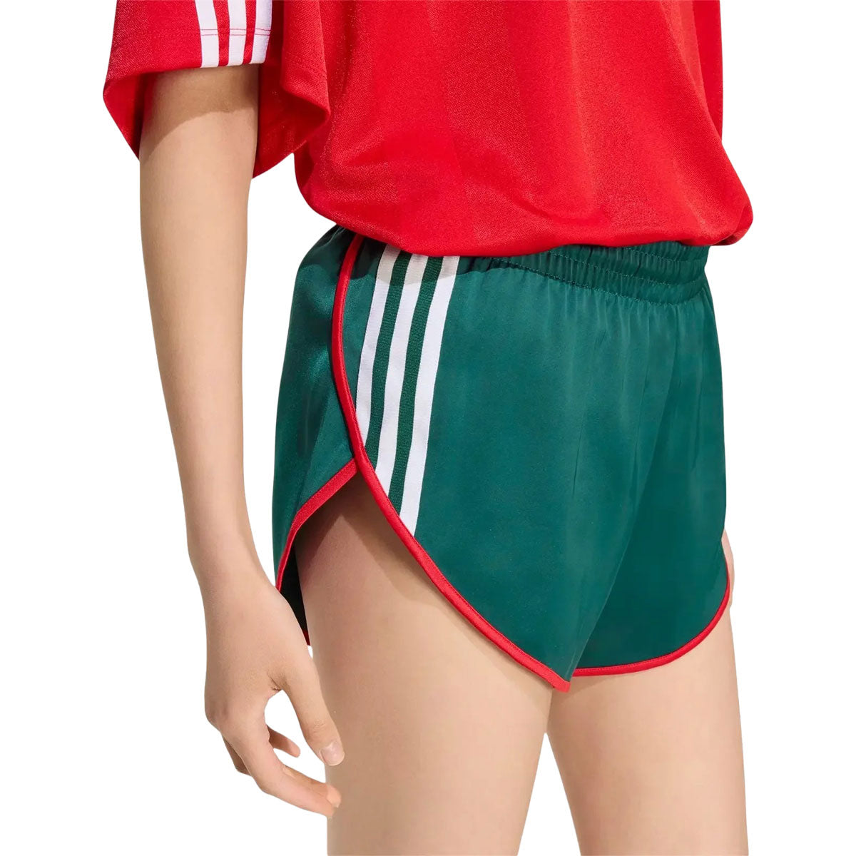 Adidas Womens Satin Shorts - Collegiate Green image 2