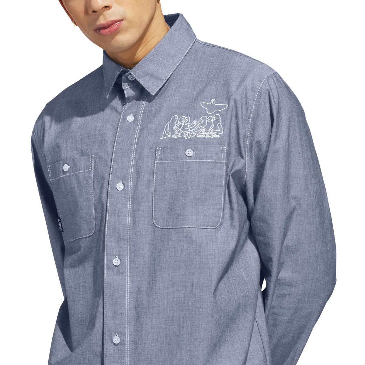 Adidas Gonz Long Sleeve Shirt - Aurora Ivy/White image 3