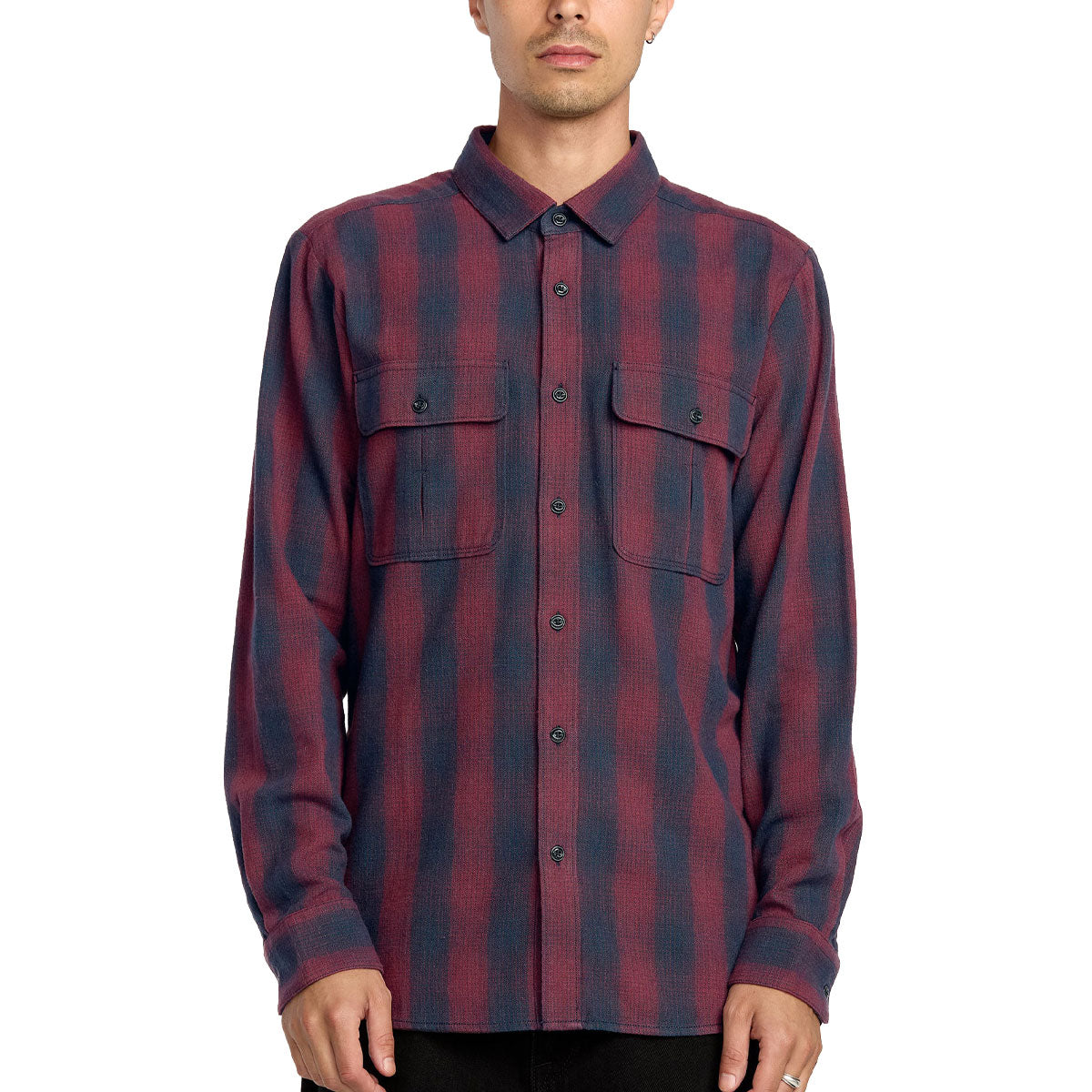 Volcom Shadowstone Long Sleeve Flannel Shirt - Navy image 1
