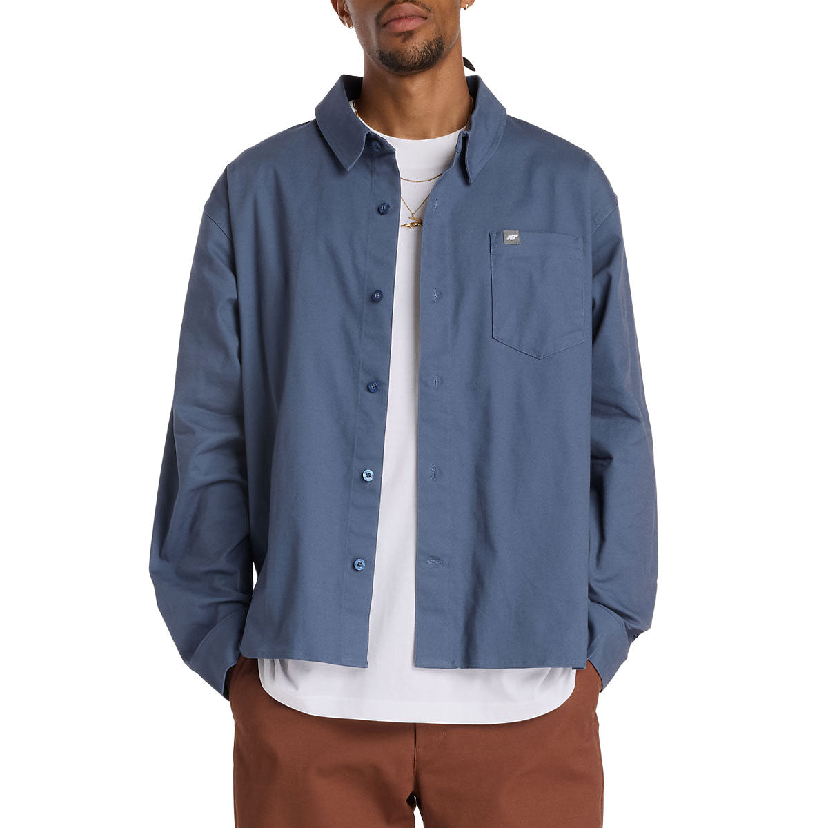 New Balance Numeric Button Up Long Sleeve Shirt - Blue image 1