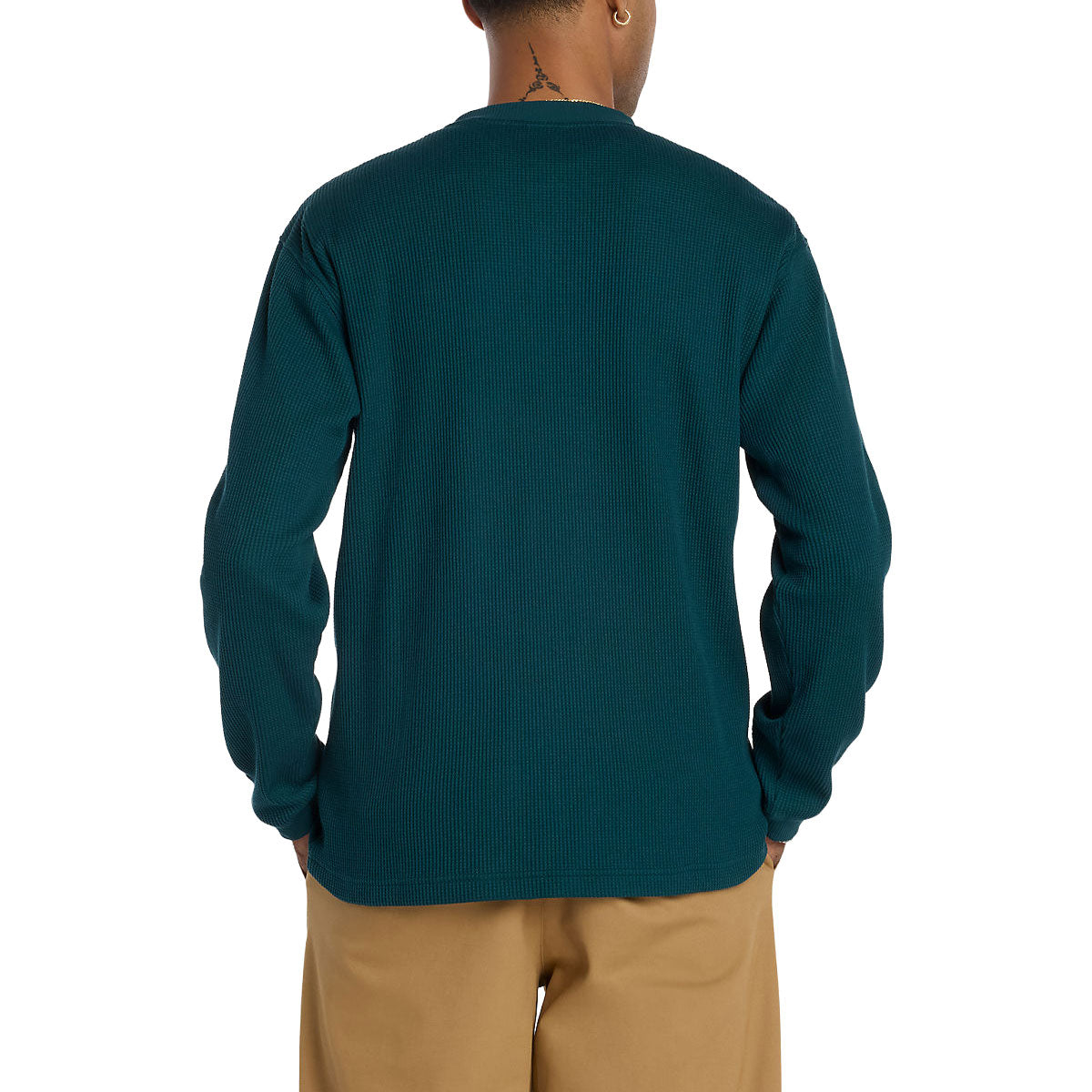 New Balance Numeric Waffle Knit Long Sleeve Henley Shirt - Medusa Green image 2