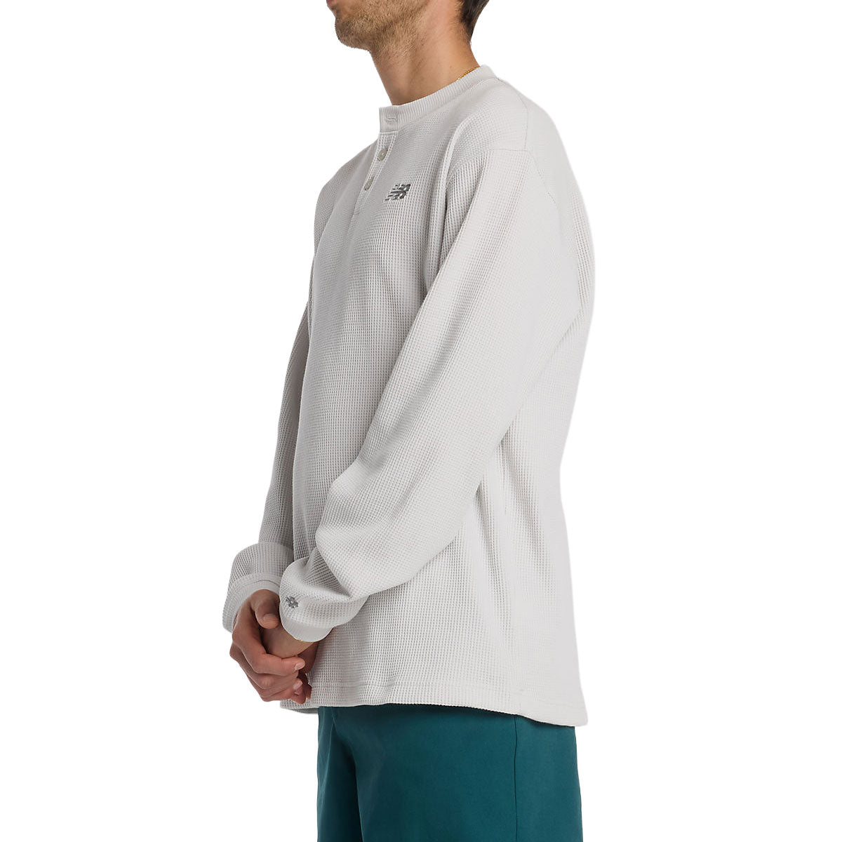 New Balance Numeric Waffle Knit Long Sleeve Henley Shirt - Grey Matter image 3