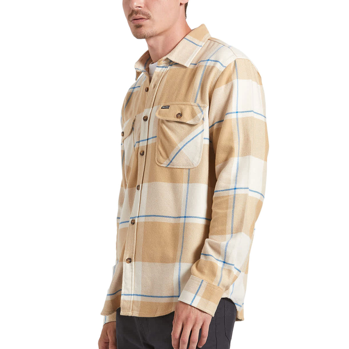 Brixton Bowery Long Sleeve Shirt - Whitecap/Sand/Cyber Blue image 3